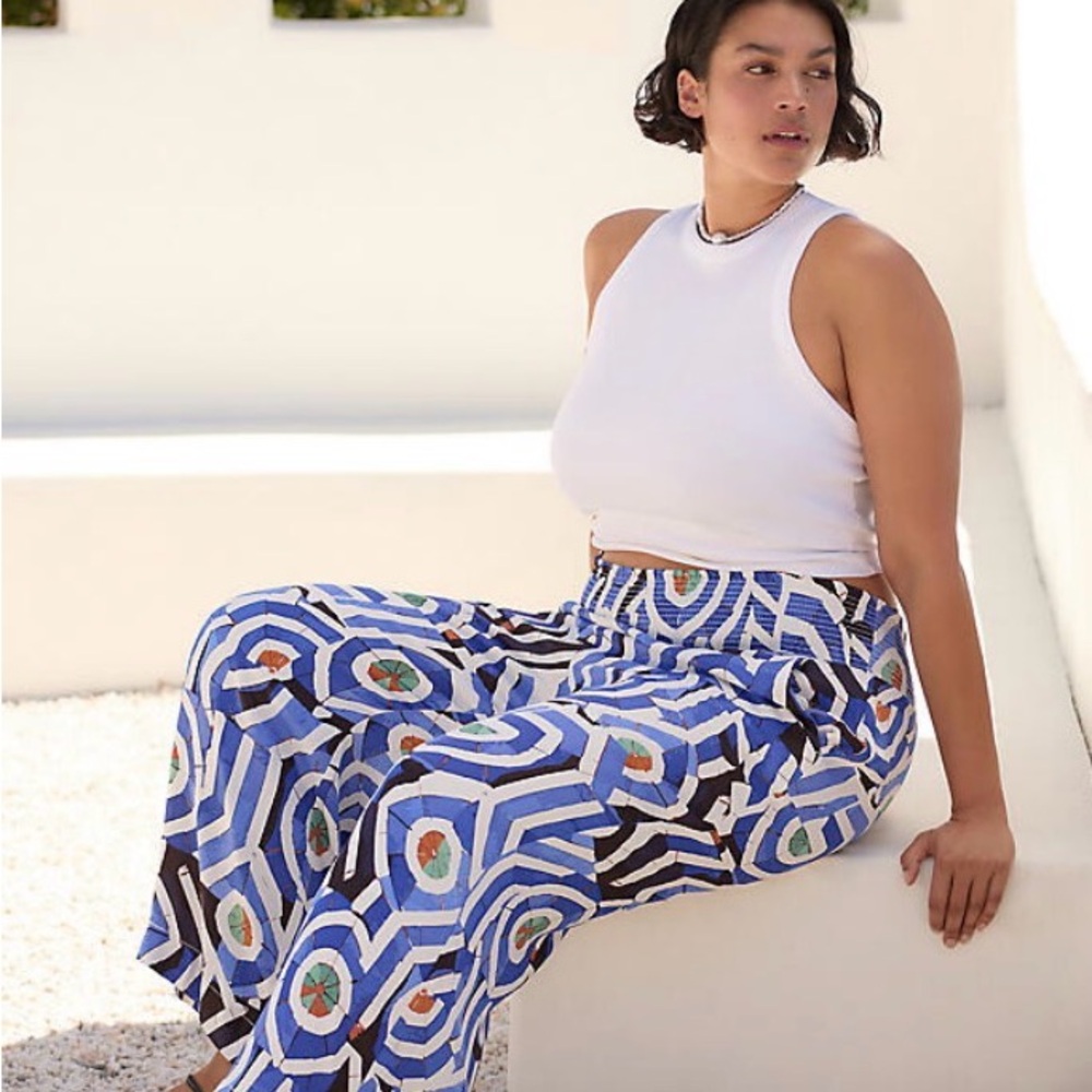 Maeve The Saria Smocked Wide-Leg Pants